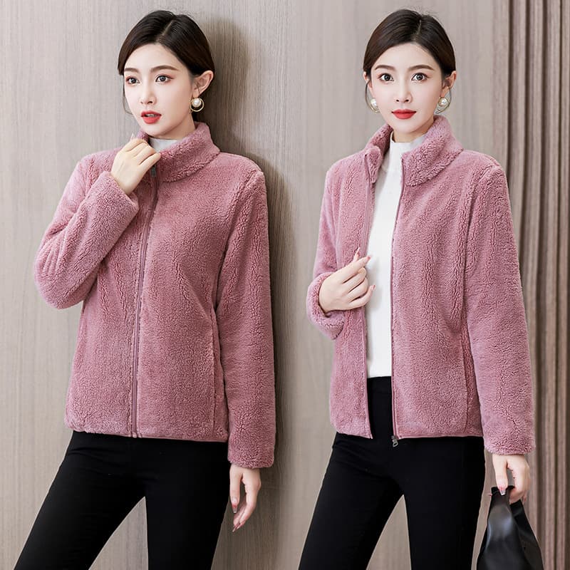 Abrigo grueso de coral fleece doble cara para mujer