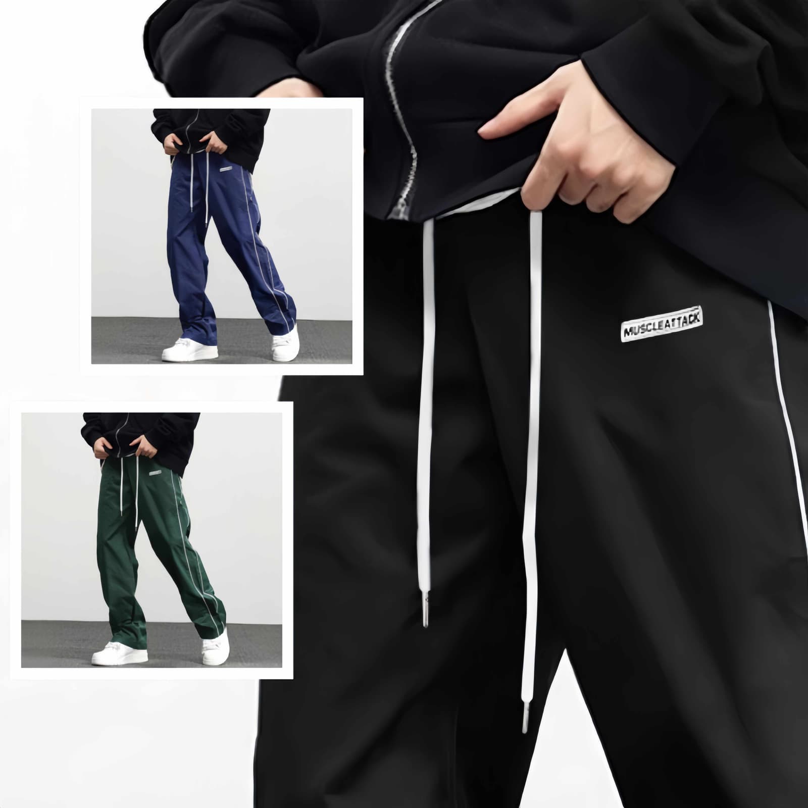 Pantalones cargo hombre casual con bolsillos laterales