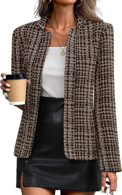 Abrigo acolchado de tweed con forro estilo hipster