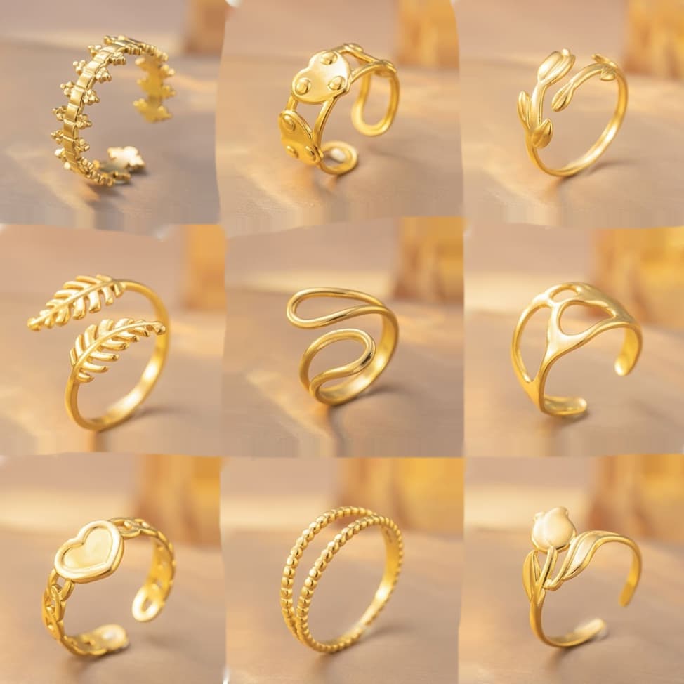 Anillo abierto ajustable de titanio estilo retro