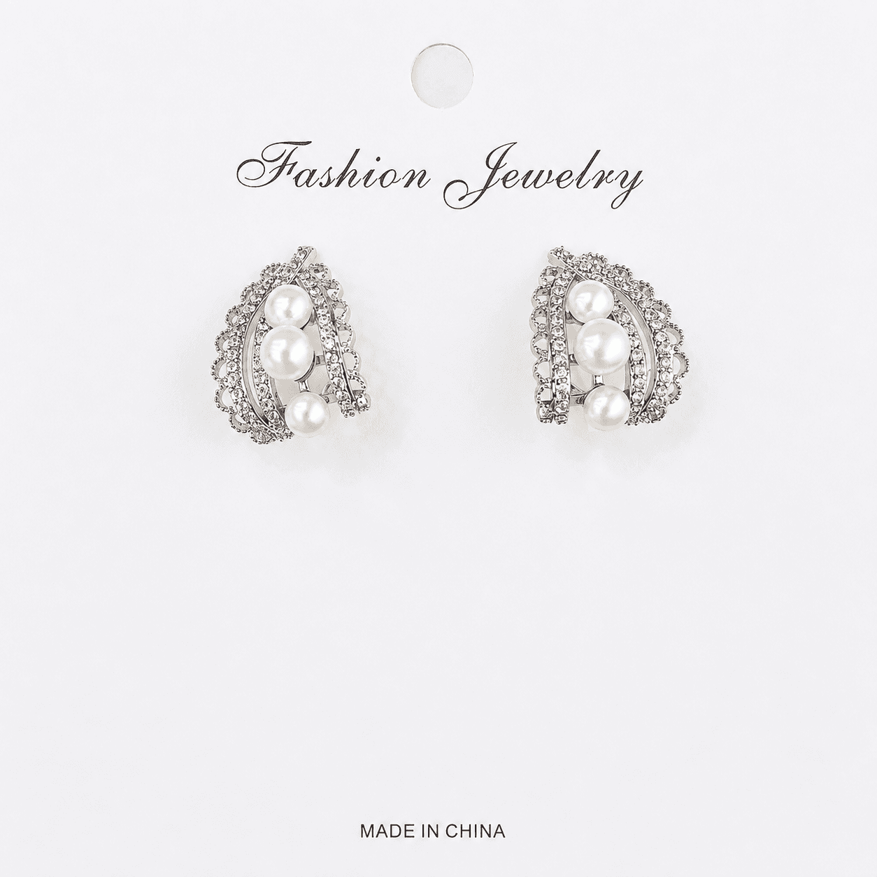 Aretes de perlas con diseño vintage de abanico