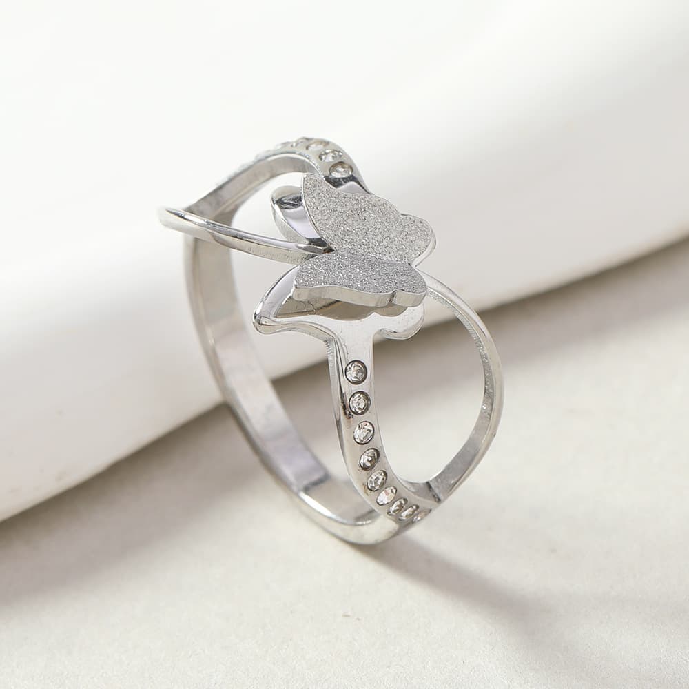 Anillo doble capa de acero inoxidable para mujer