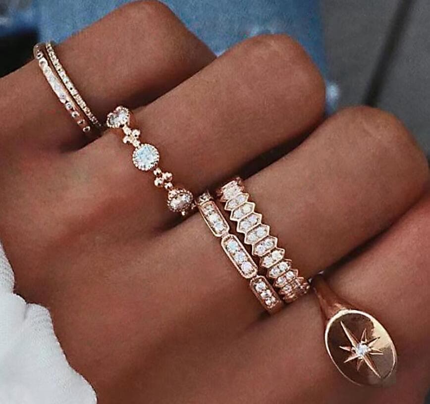 Juego de anillos estilo solsticio