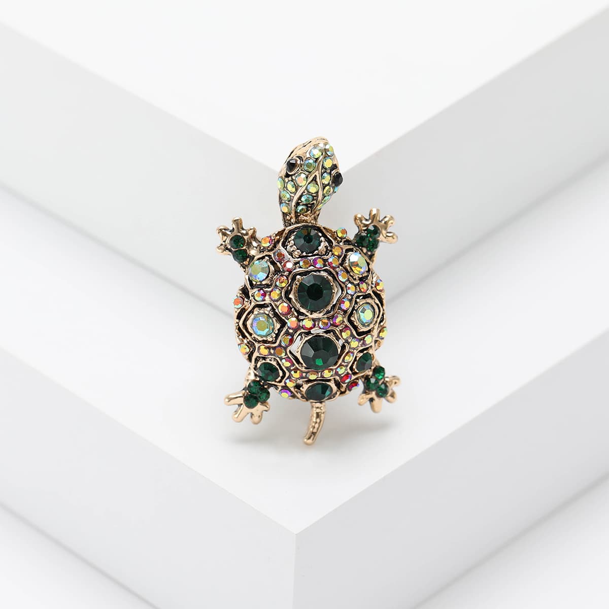 Broche de tortuga con brillantes, estilo retro y elegante