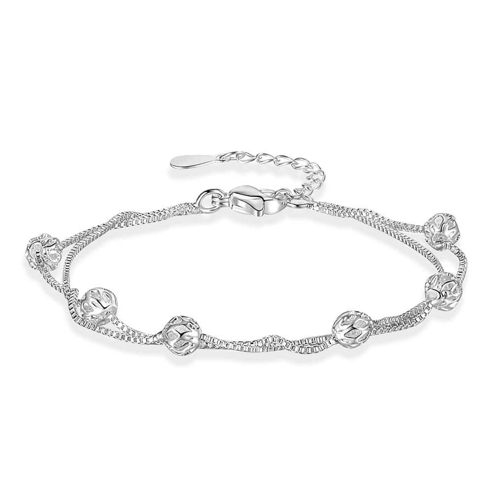 Pulsera de bola hueca doble capa