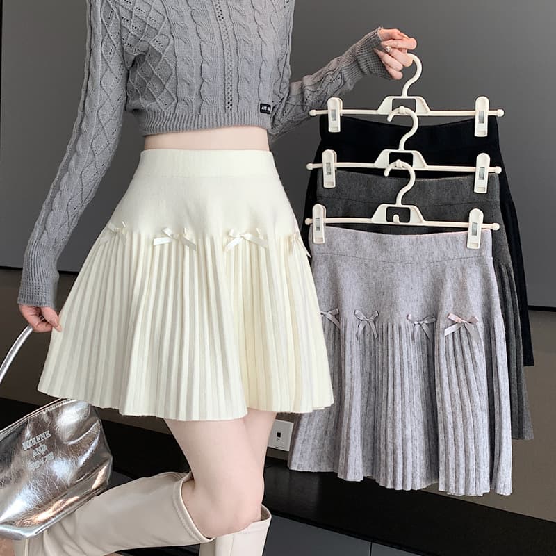 Falda de punto plisada para mujer estilo dulce