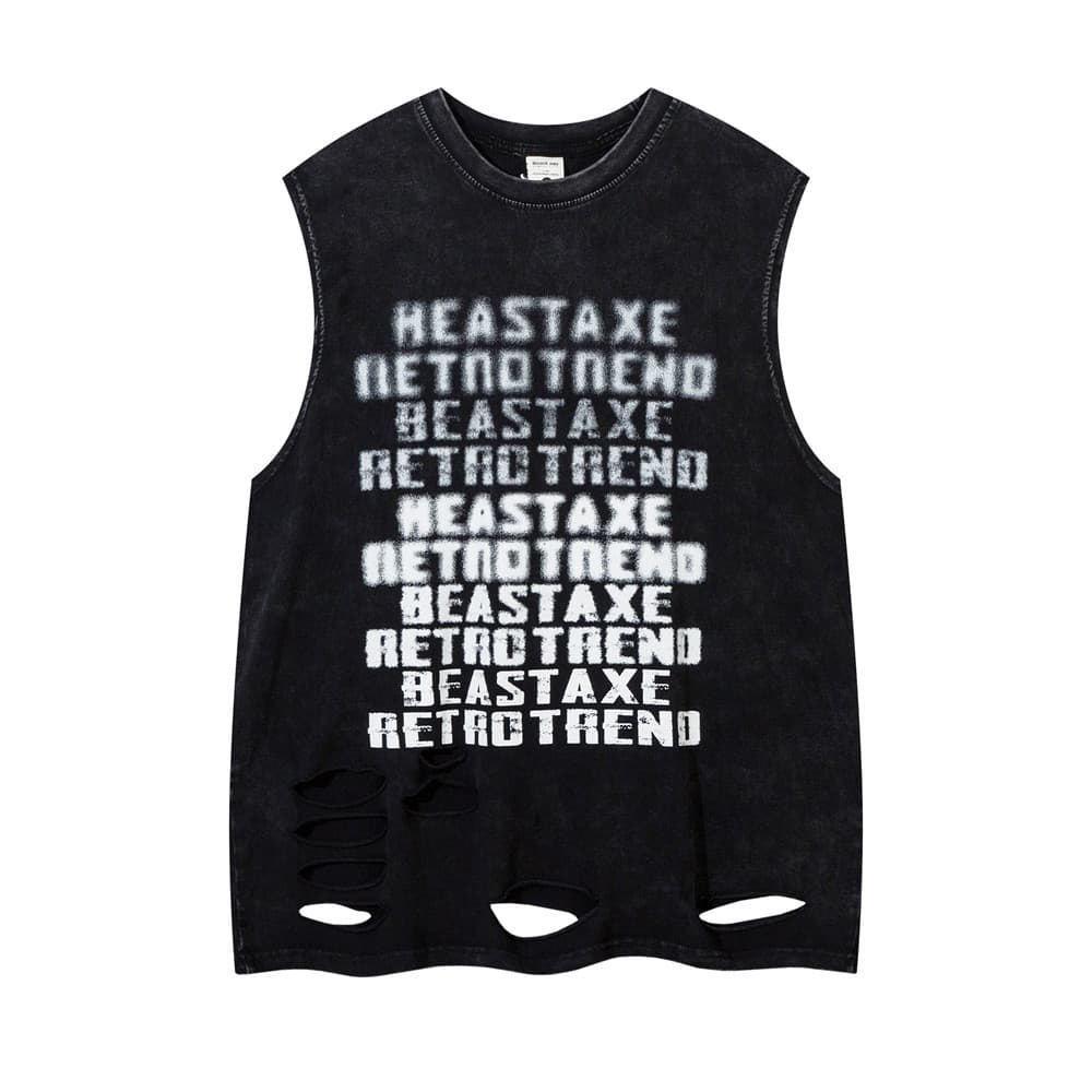 Chaleco holgado para hombre con estampado de letras