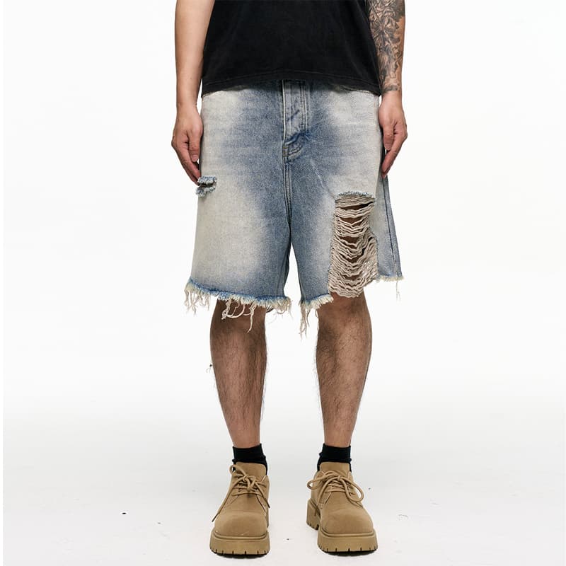 Shorts denim baggy retro washed para hombre