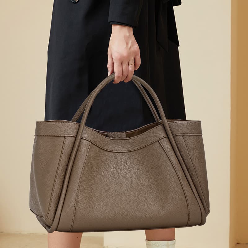 Bolsa de cuero genuino para mujer estilo simple