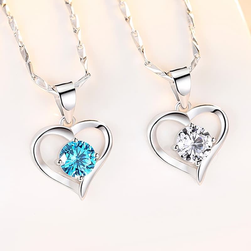 Collar plata esterlina S999 colgante corazón