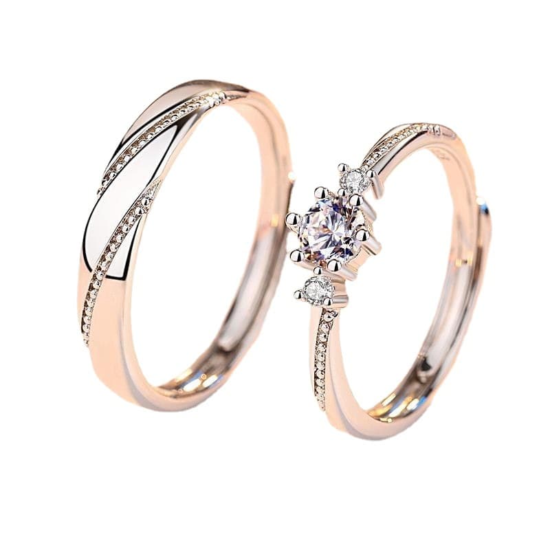 Pareja de anillos de boda con gemas artificiales