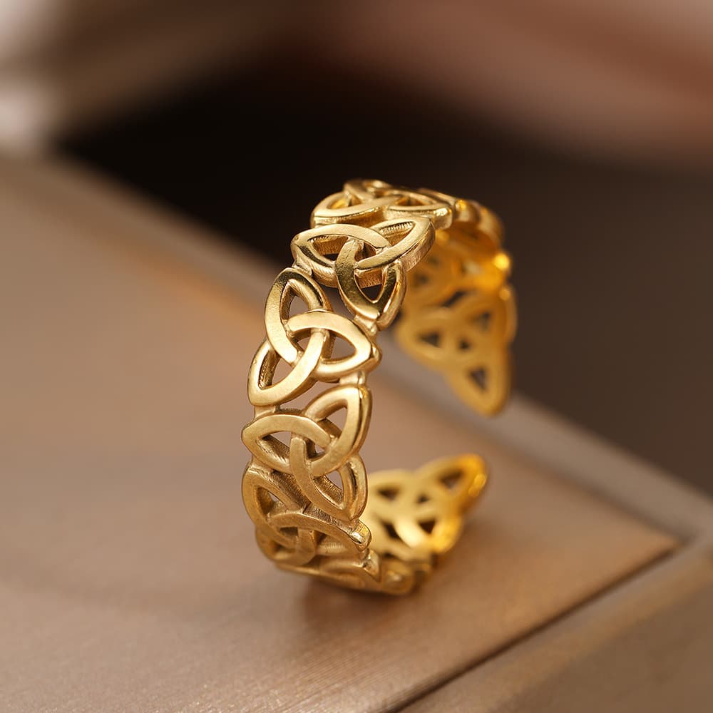 Anillo celta de acero inoxidable, hueco y trenzado, retro