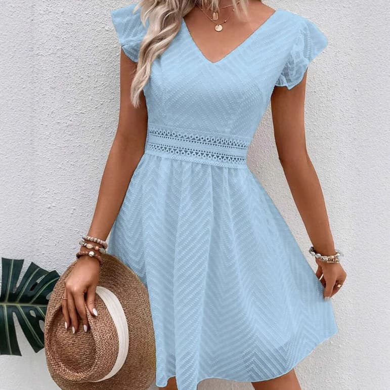 Vestido elegante de encaje color sólido