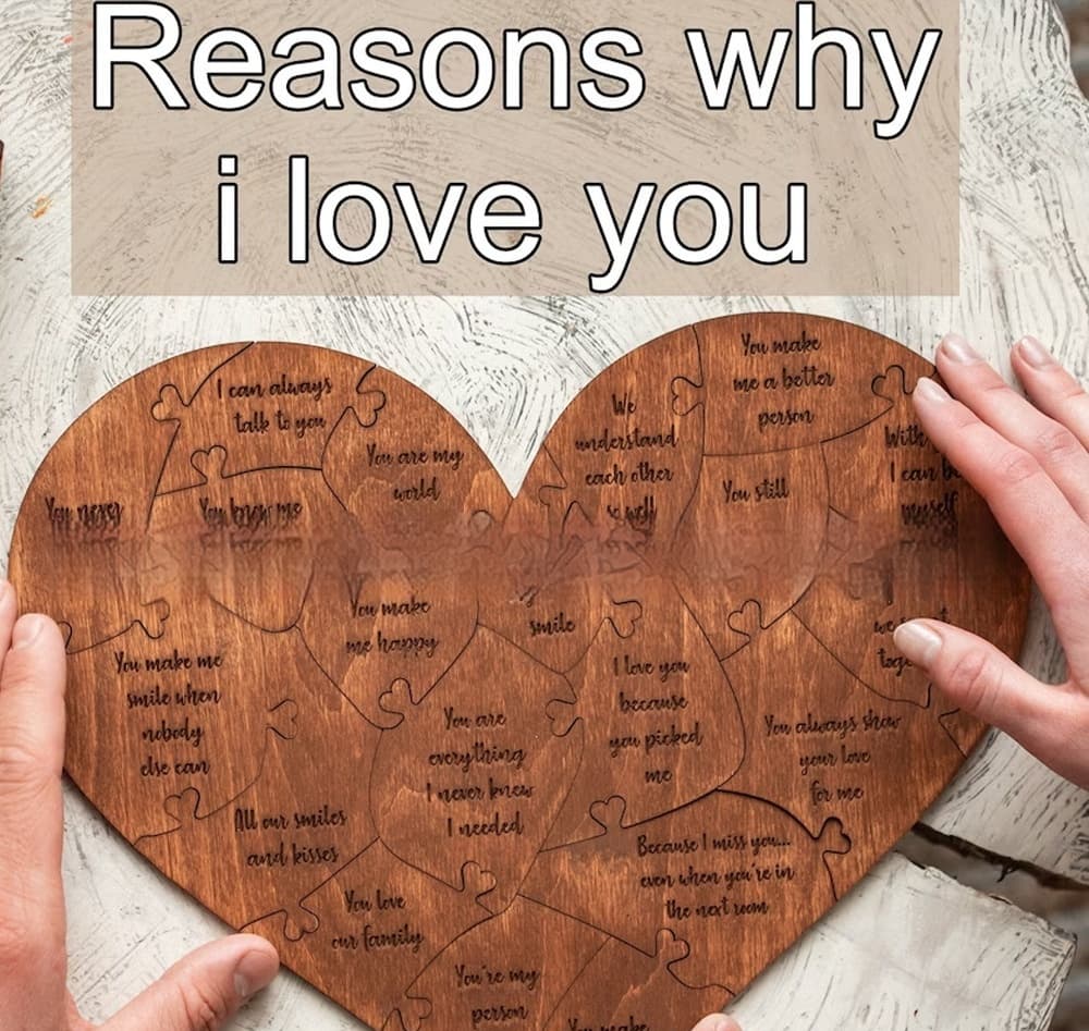 Rompecabezas corazón madera razones por las que te amo