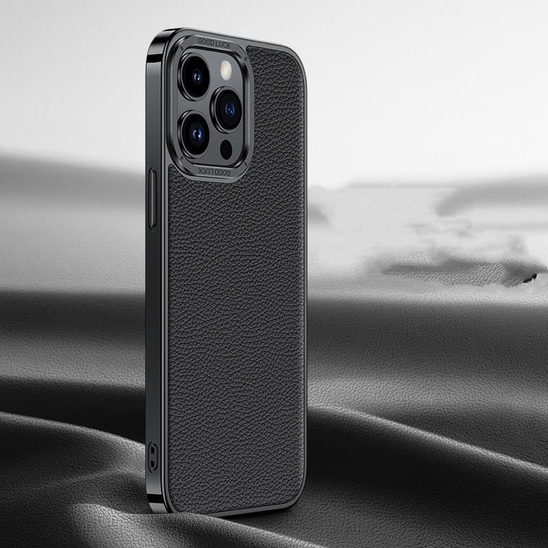 Funda de cuero genuino para iPhone con bordes suaves