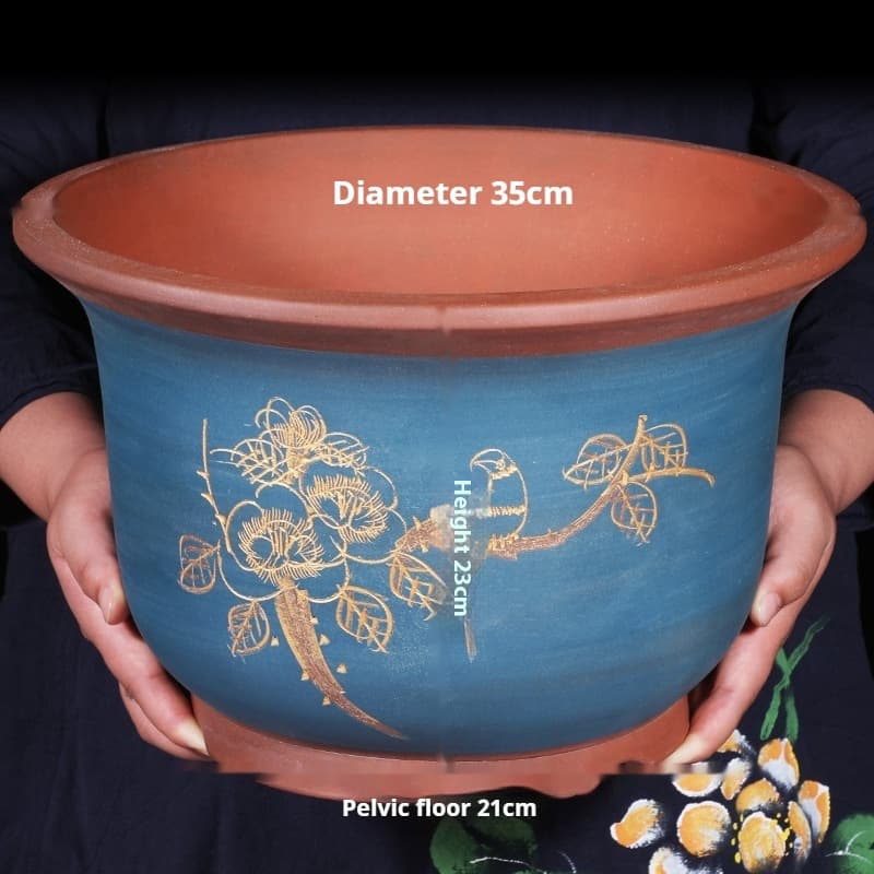 Maceta de barro púrpura para balcón y jardinería