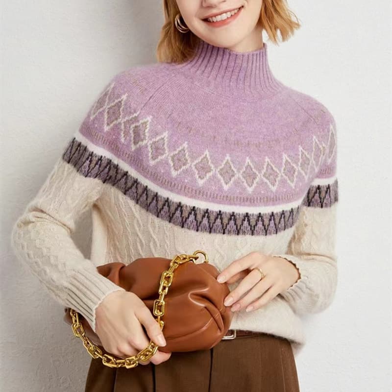 Suéter de lana jacquard con cuello semialto