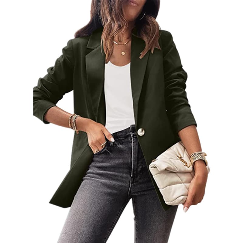 Blazer pequeño color sólido manga larga