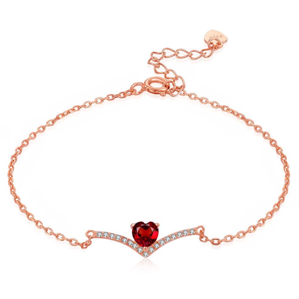 Conjunto de granate rojo con diseño de corazón plateado