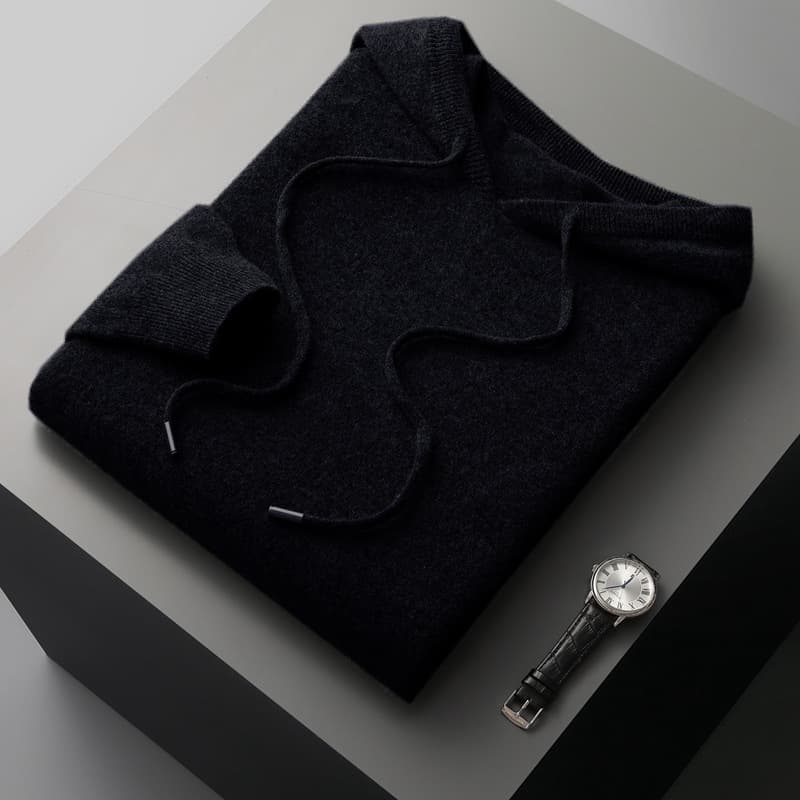 Suéter tejido suelto con capucha para hombre