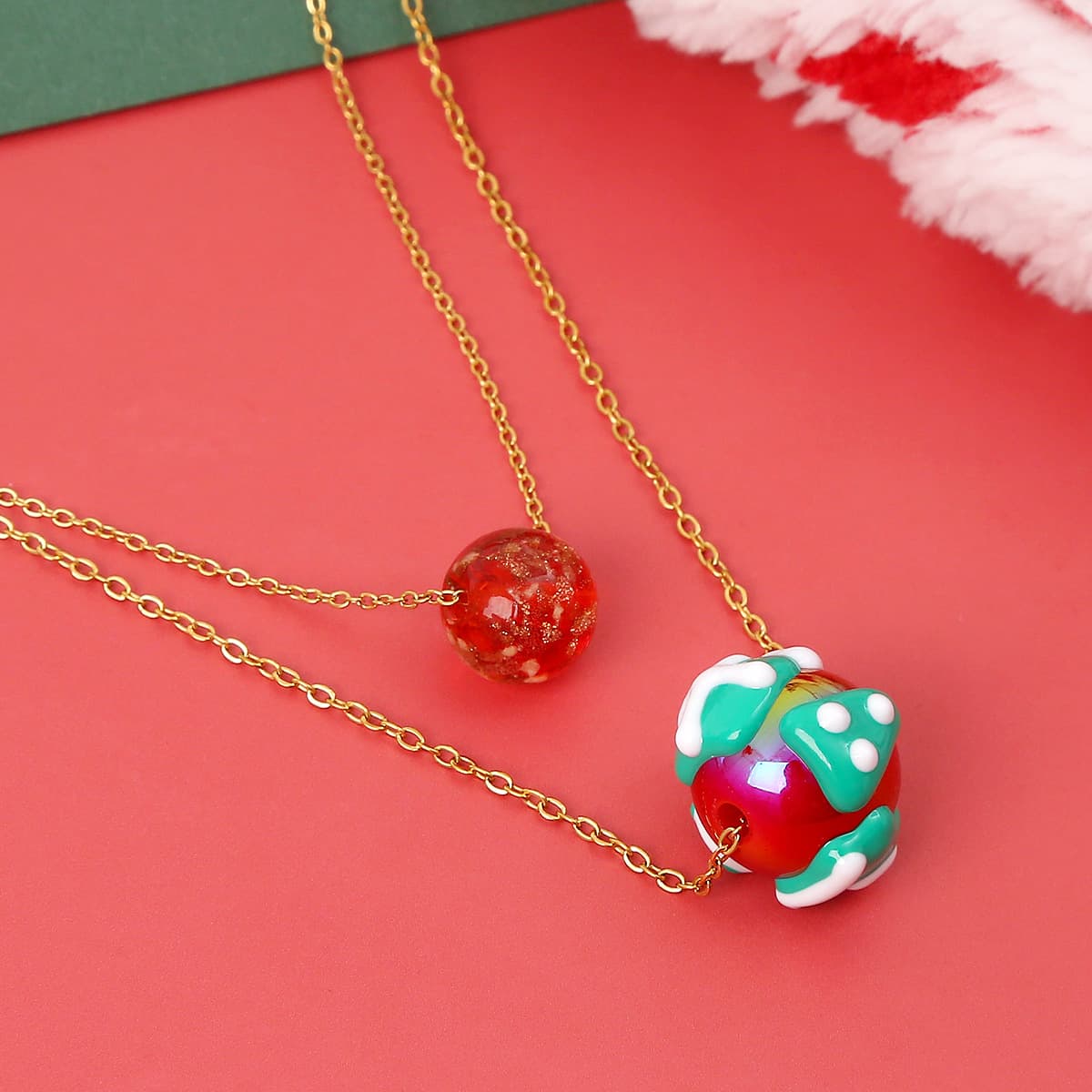 Collar doble capa luminoso navideño para mujeres