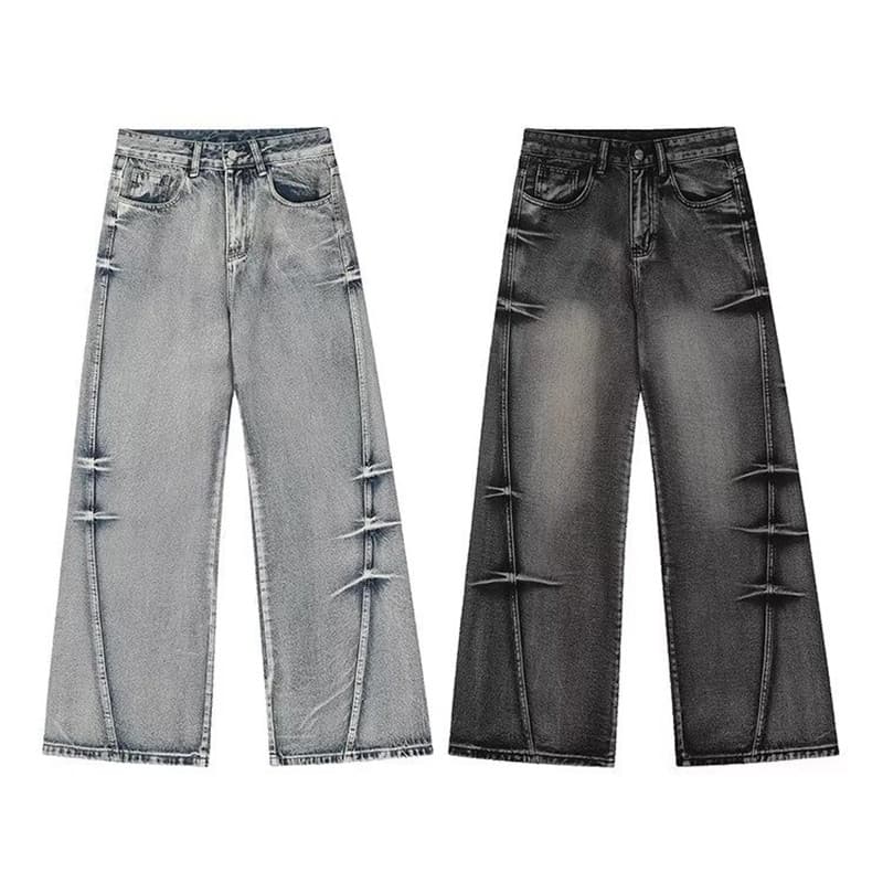 Jeans para hombre sueltos desgastados elásticos
