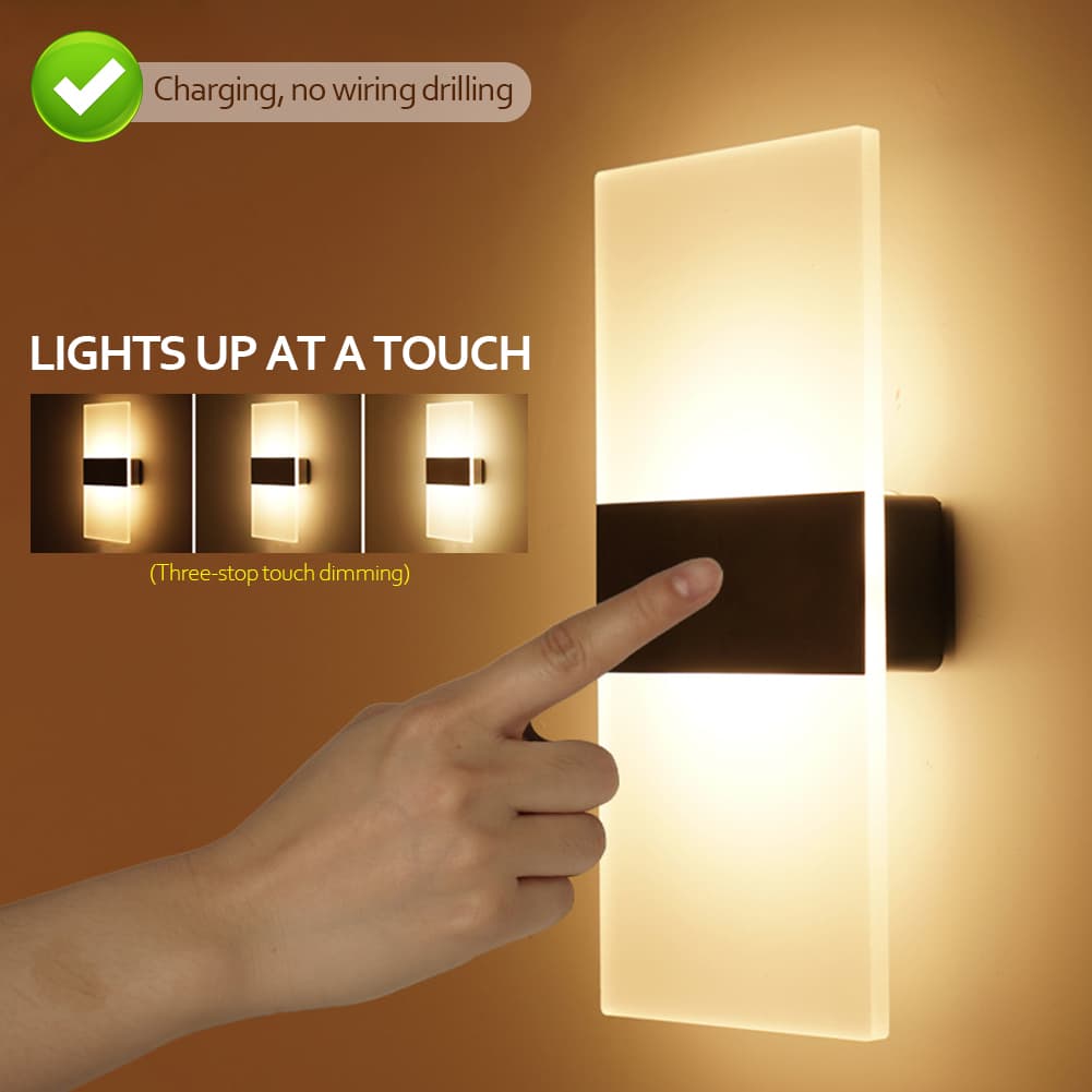 Lámpara de pared LED con sensor de movimiento, recargable por USB