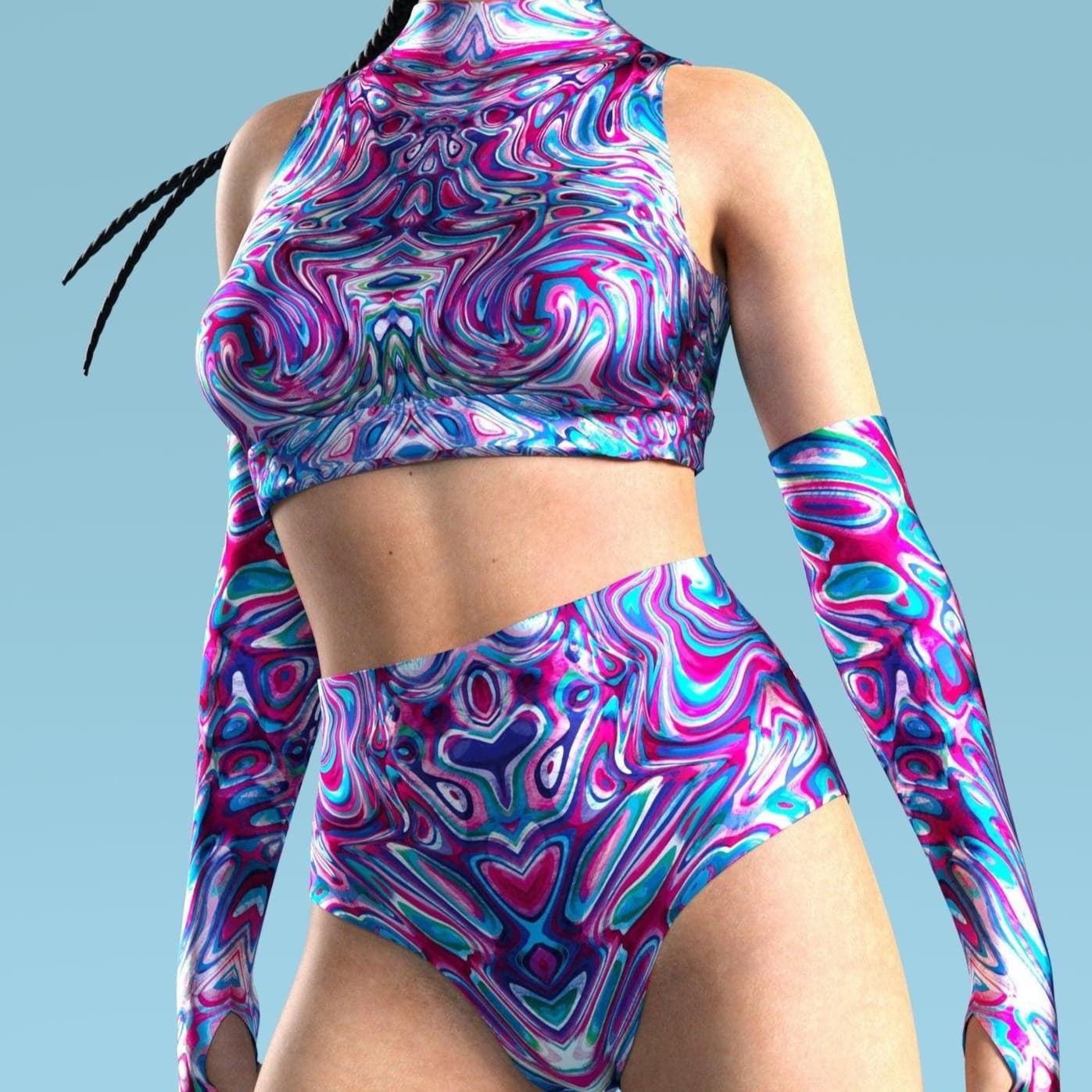 Traje de baño de una pieza manga larga con estampado