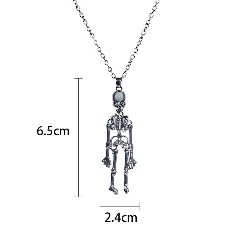 Collar unisex con colgante de calavera y murciélago
