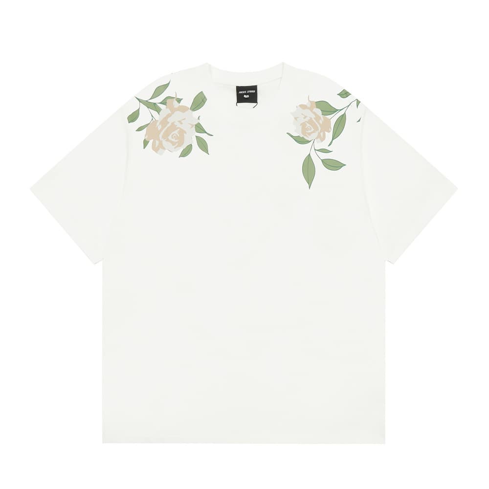 Camiseta de manga corta con estampa de rosa para hombre