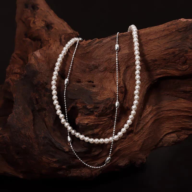 Collar plata esterlina 999 perlas naturales cadena fina
