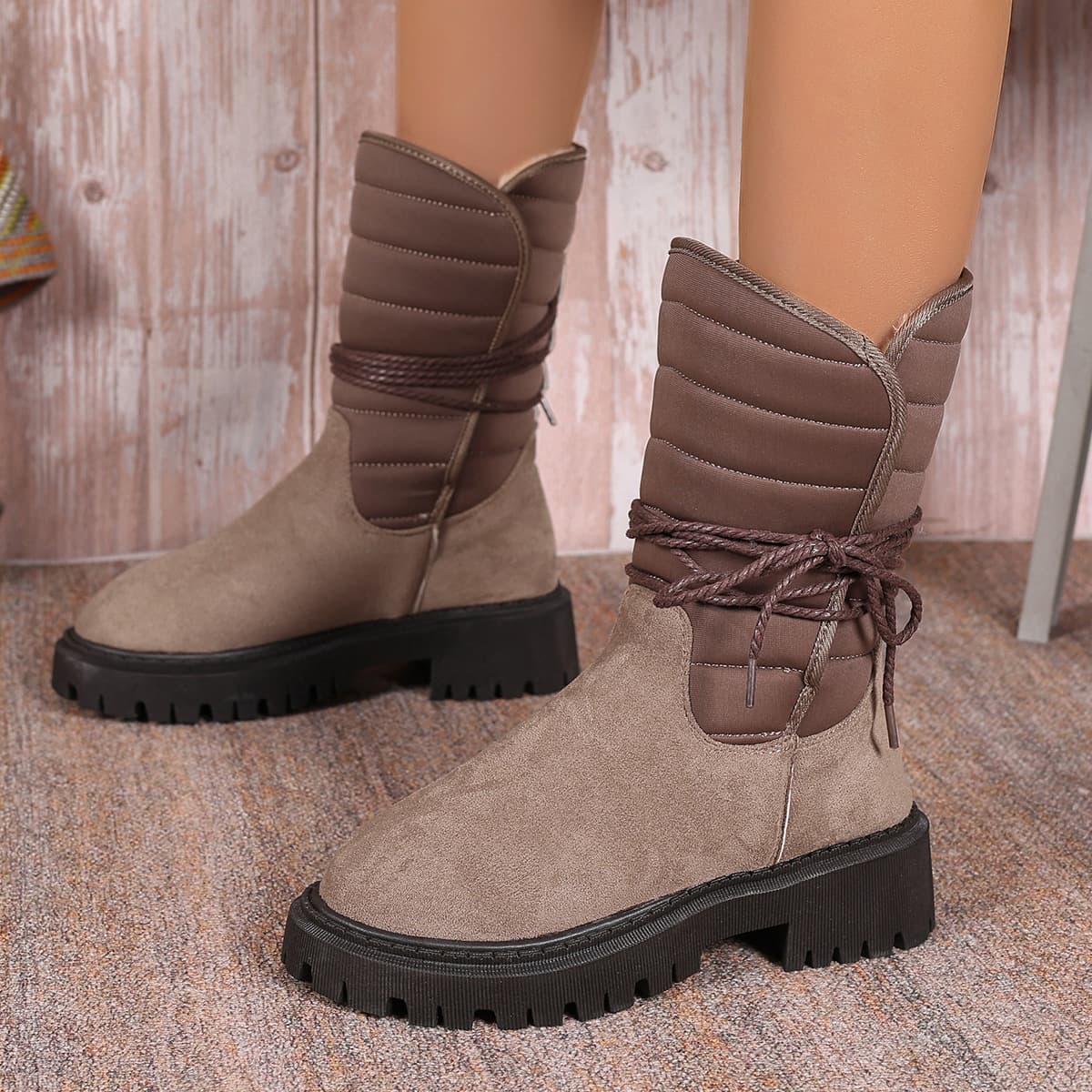Botas de invierno con tacón grueso y caña media