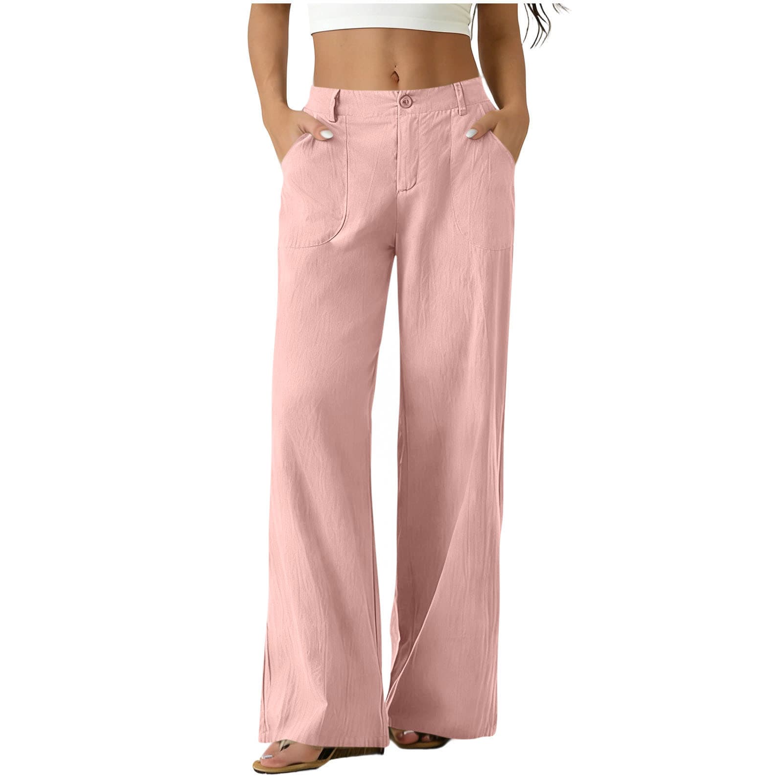 Pantalón formal mujer con cintura elástica y bolsillos