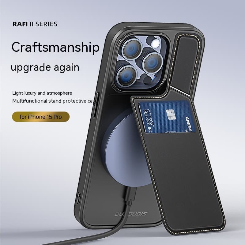 Funda multifuncional para iPhone 15 con soporte y cierre magnético