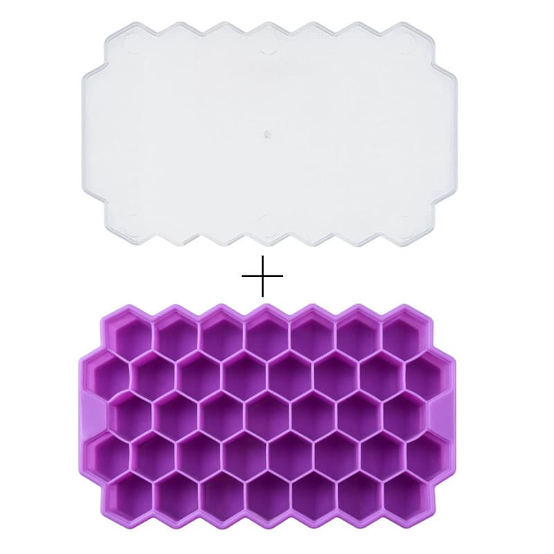 Bandeja de hielo silicona hexagonal con tapa