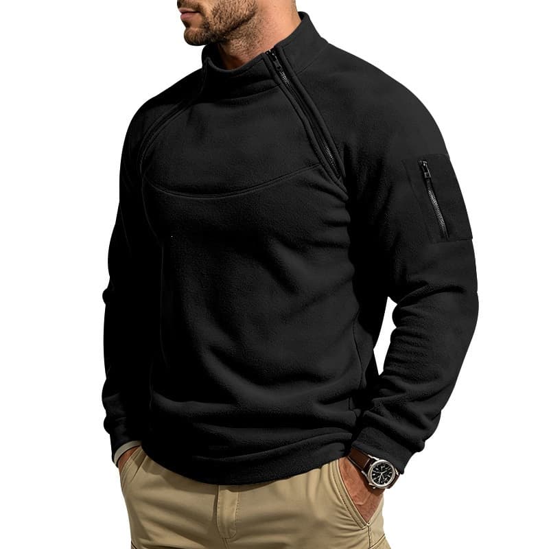 Suéter fleece de invierno con dos cierres para hombre