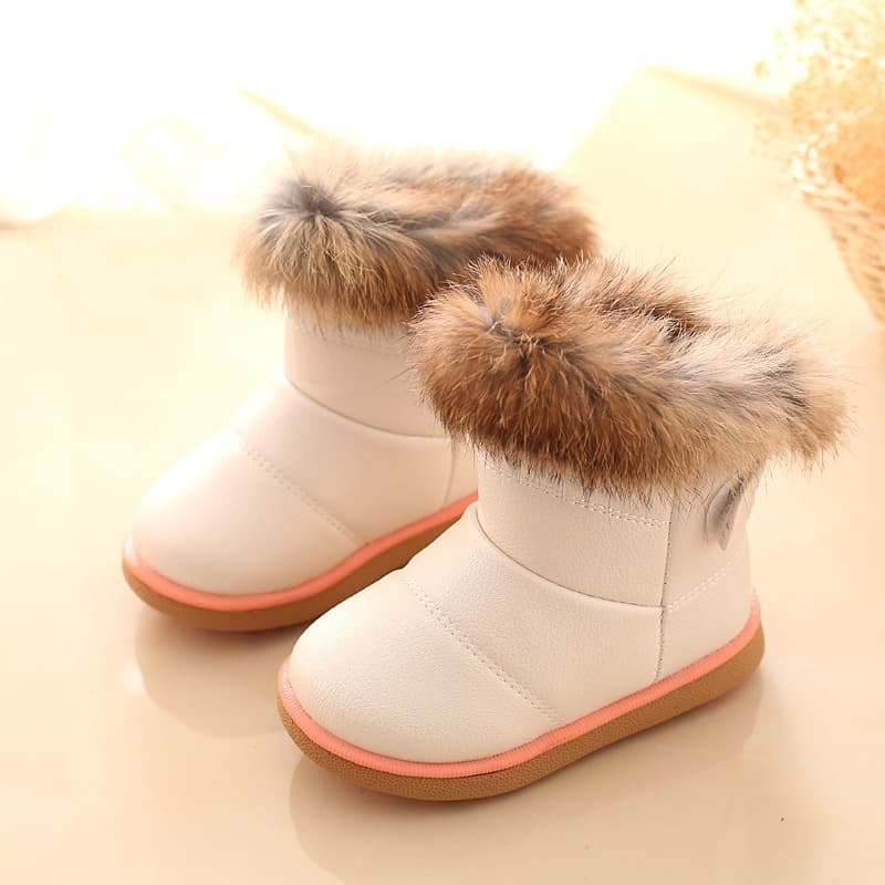 Botas infantiles nieve suela blanda piel conejo real