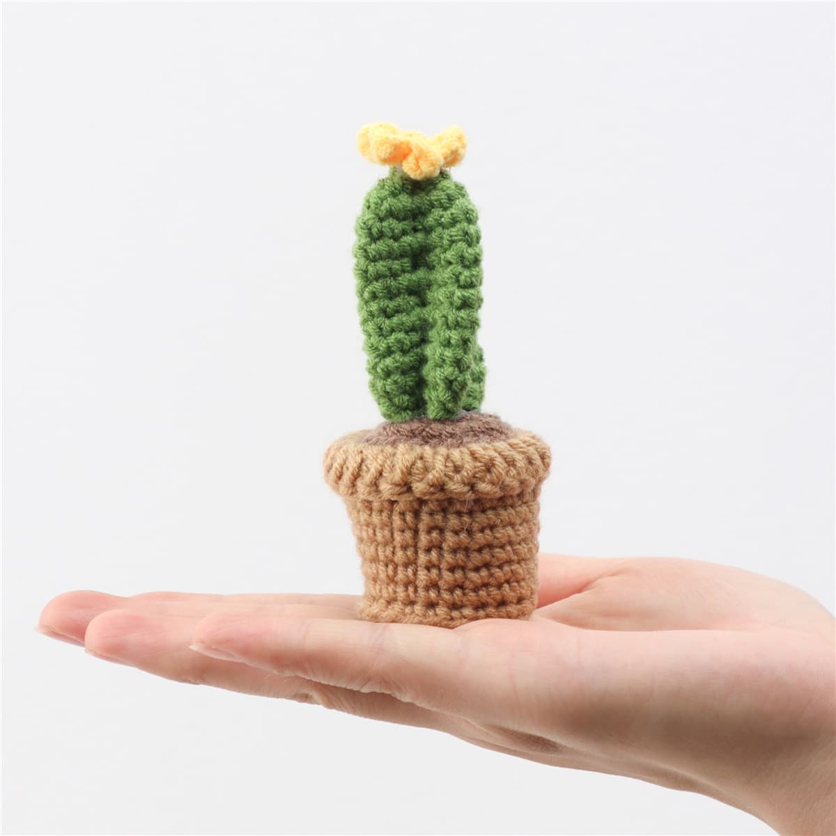 Set maceta cactus crochet hecho a mano en forma de corazón