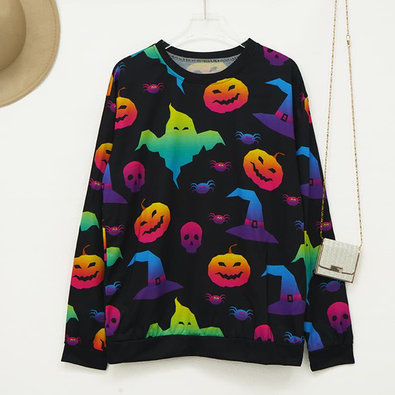 Sudadera con estampado calabaza Halloween manga larga