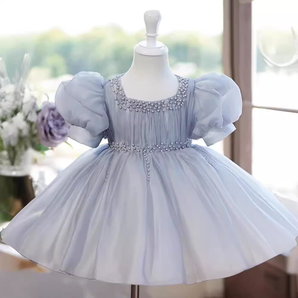 Vestido princesa de gasa con mangas de volantes