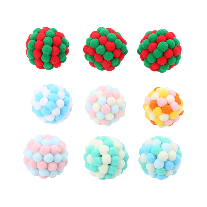 Pelota de peluche multicolor con sonido para gatos