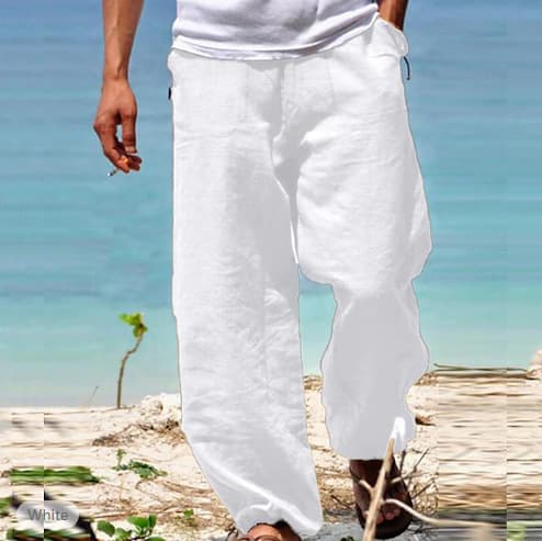 Pantalones de verano para hombre con cintura elástica y cordón
