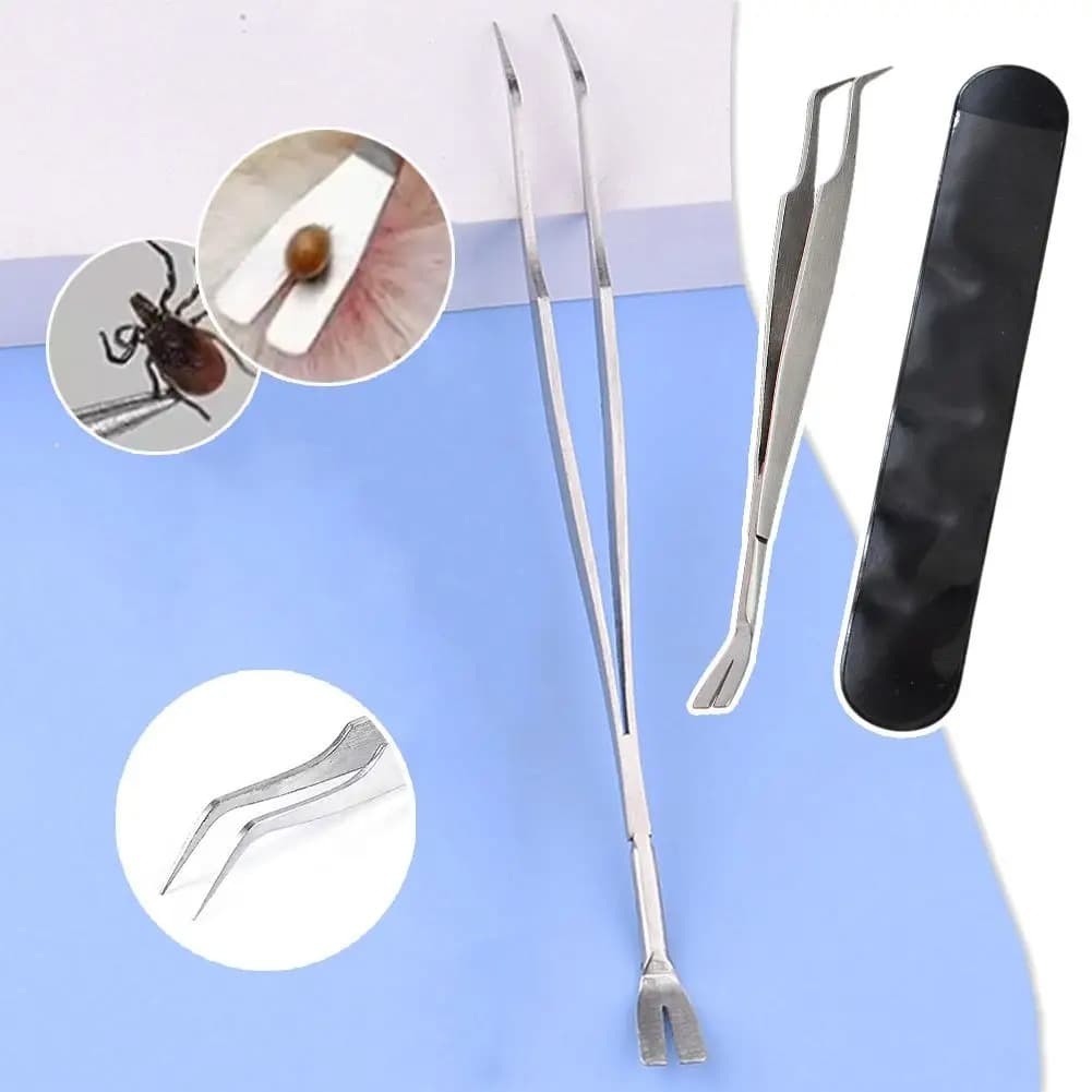 Pinzas de acero inoxidable para remover pulgas en mascotas