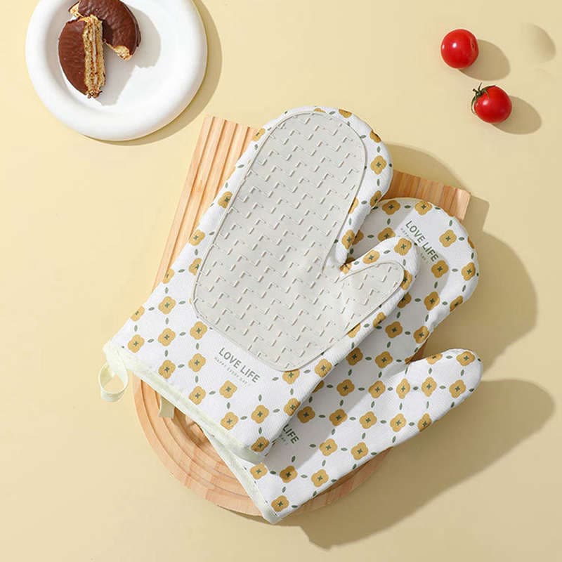 Guantes de horno y agarraderas con doble capa algodón silicona