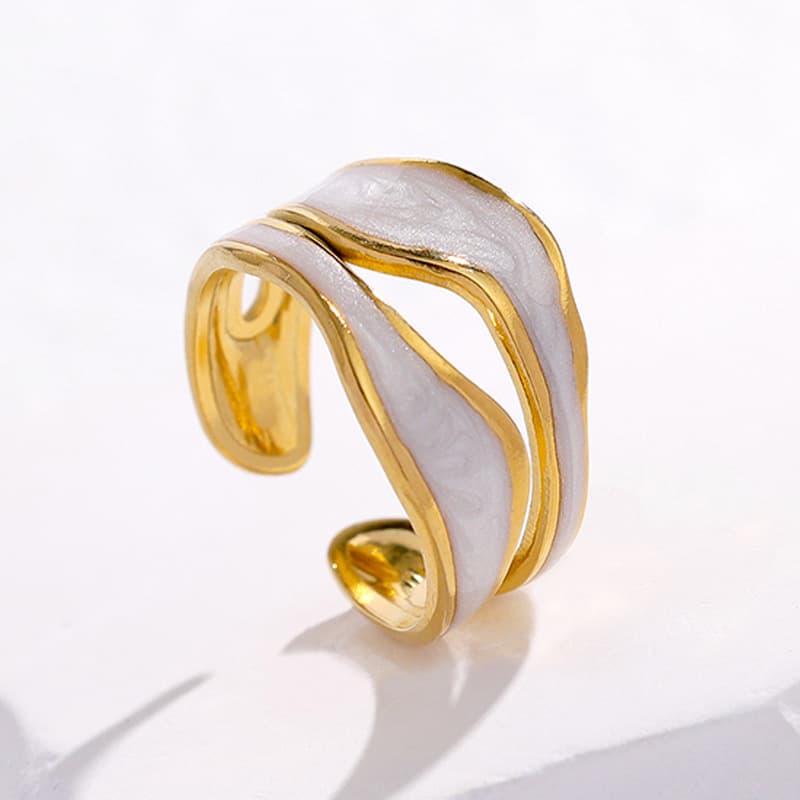 Anillo abierto de acero de titanio, estilo simple dorado