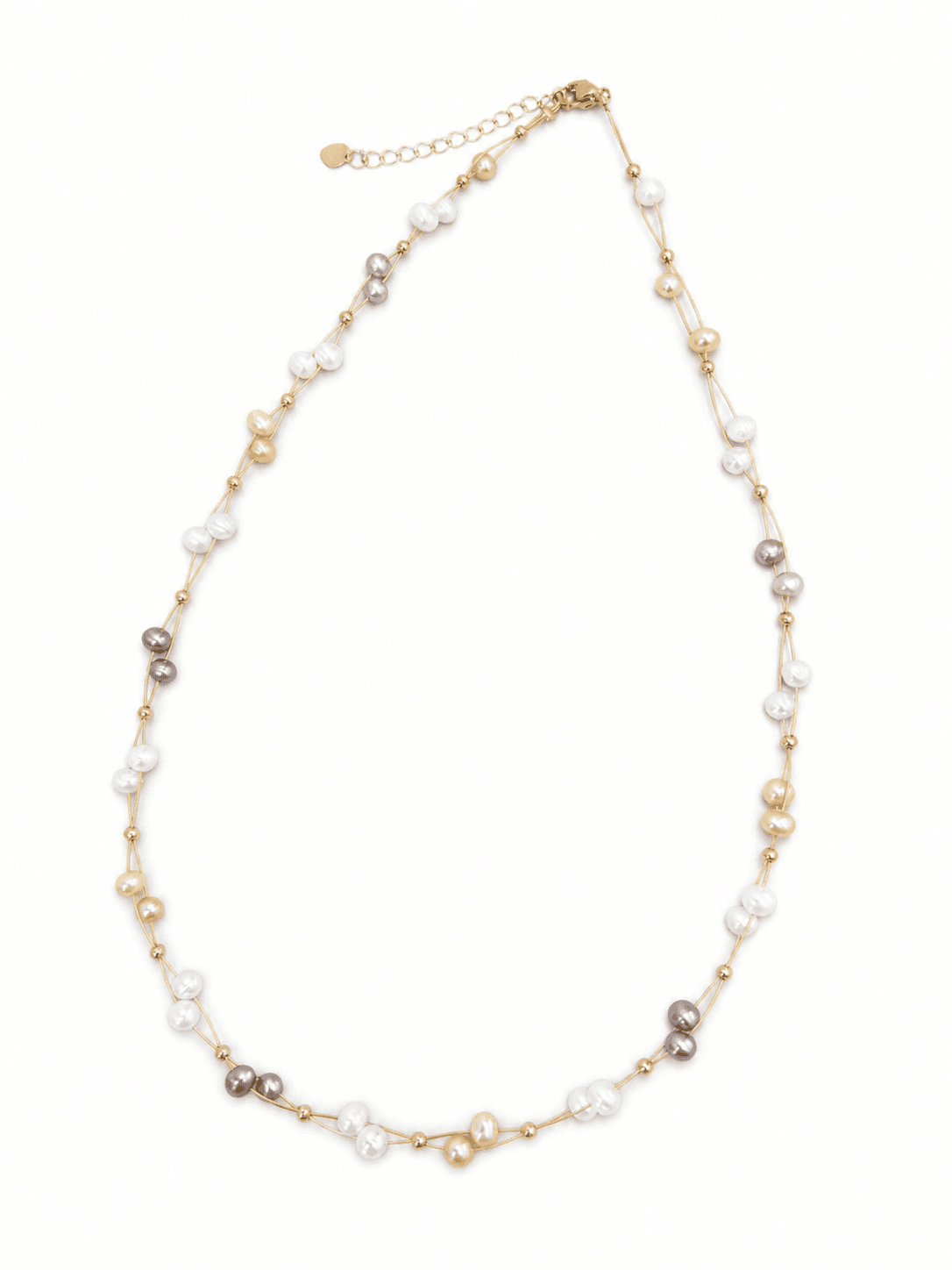 Collar de perlas multicolor con cadena trenzada