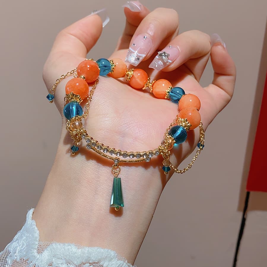 Pulsera bohemia con perlas y borlas, estilo vintage colorido