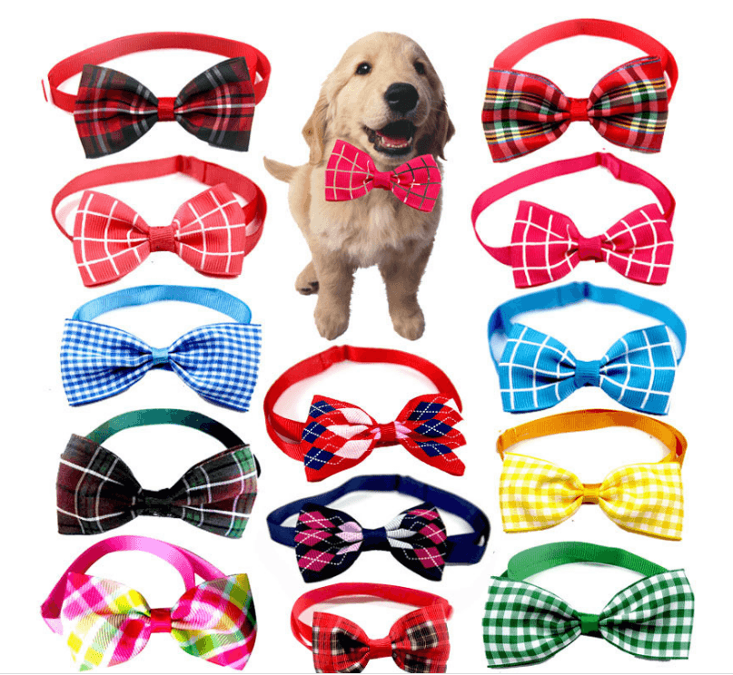 Corbata de tela a cuadros para mascotas