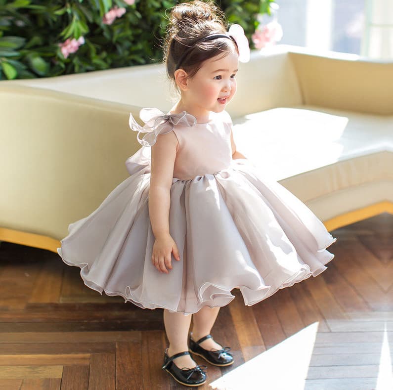 Vestido de actuación infantil para piano, estilo princesa gris