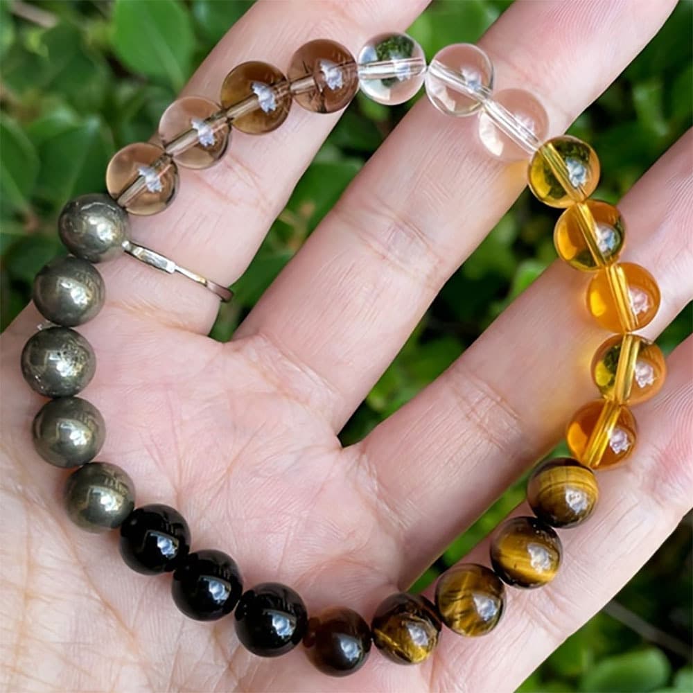 Pulsera trenzada de cristal obsidiana unisex